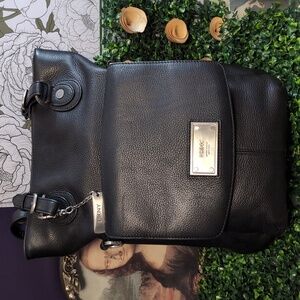 DKNY Black Pebble Leather Bucket Hand Bag